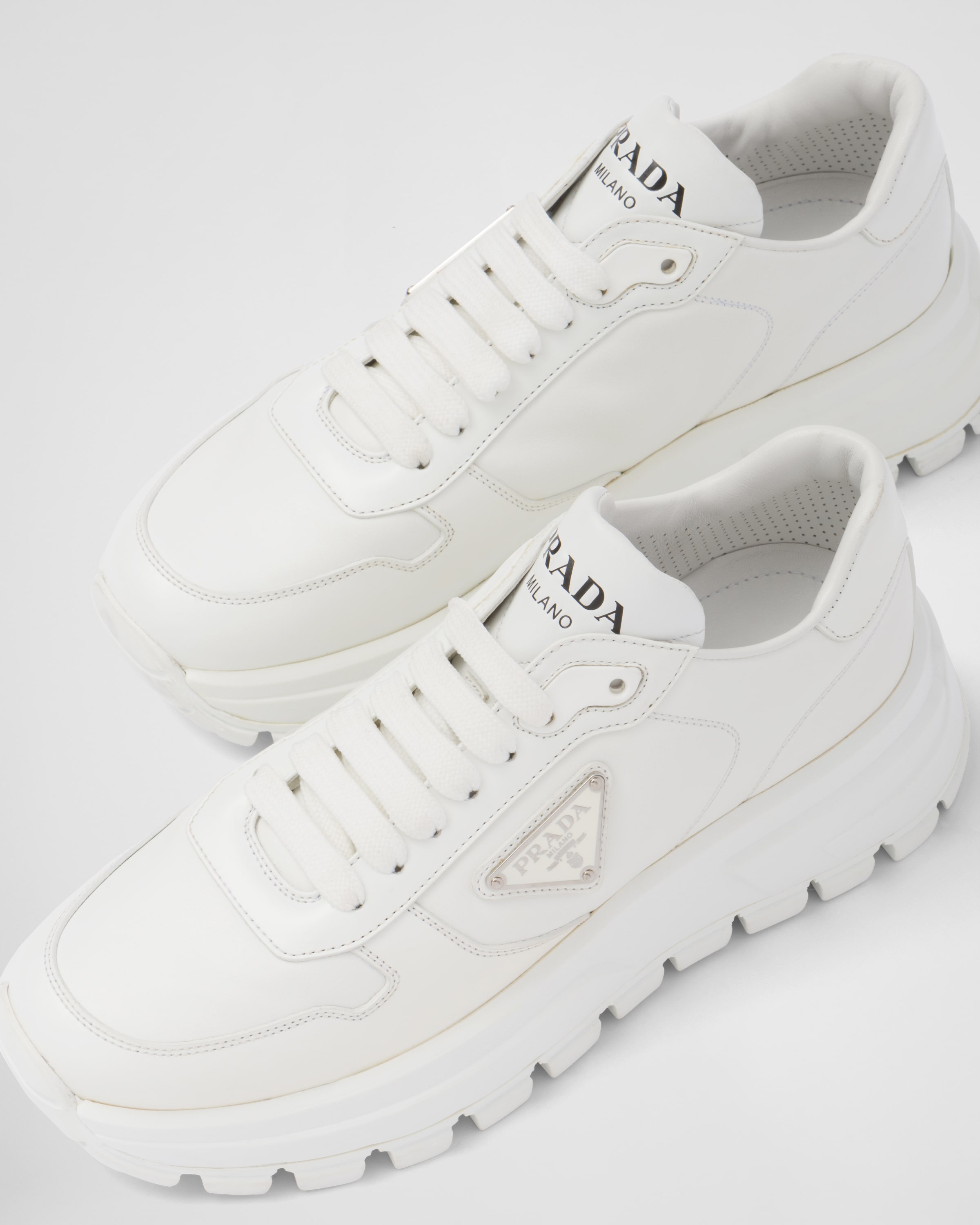 prada leather sneakers womens