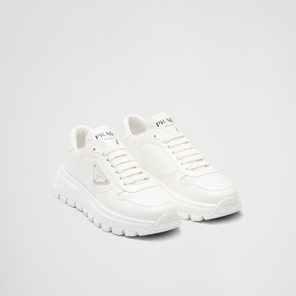 White Leather sneakers Prada