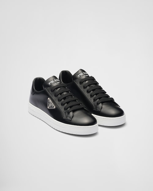 Black/white brushed leather sneakers |