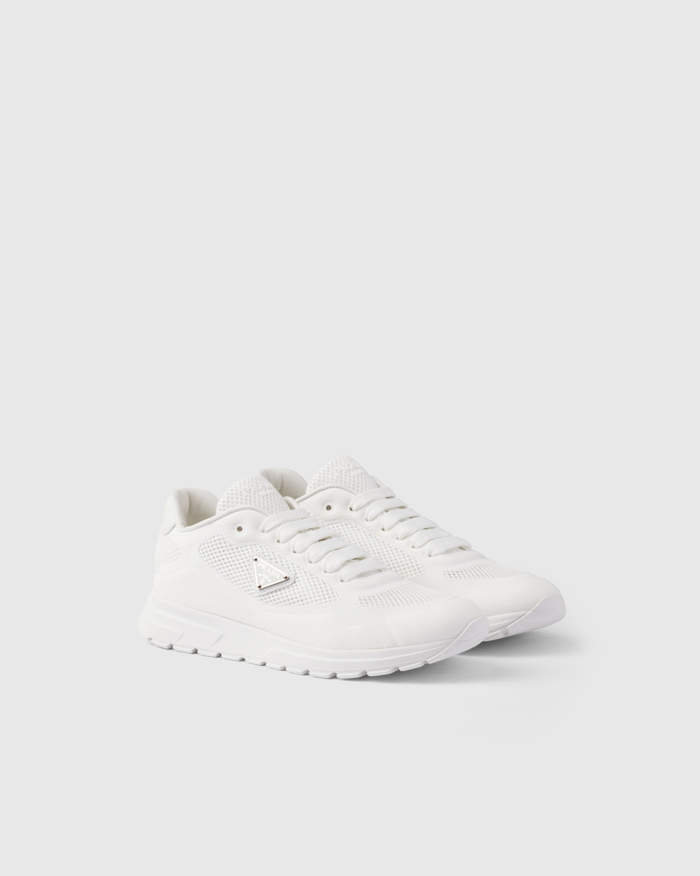 Prada Prax 2.0 Fabric And Mesh Sneakers In White