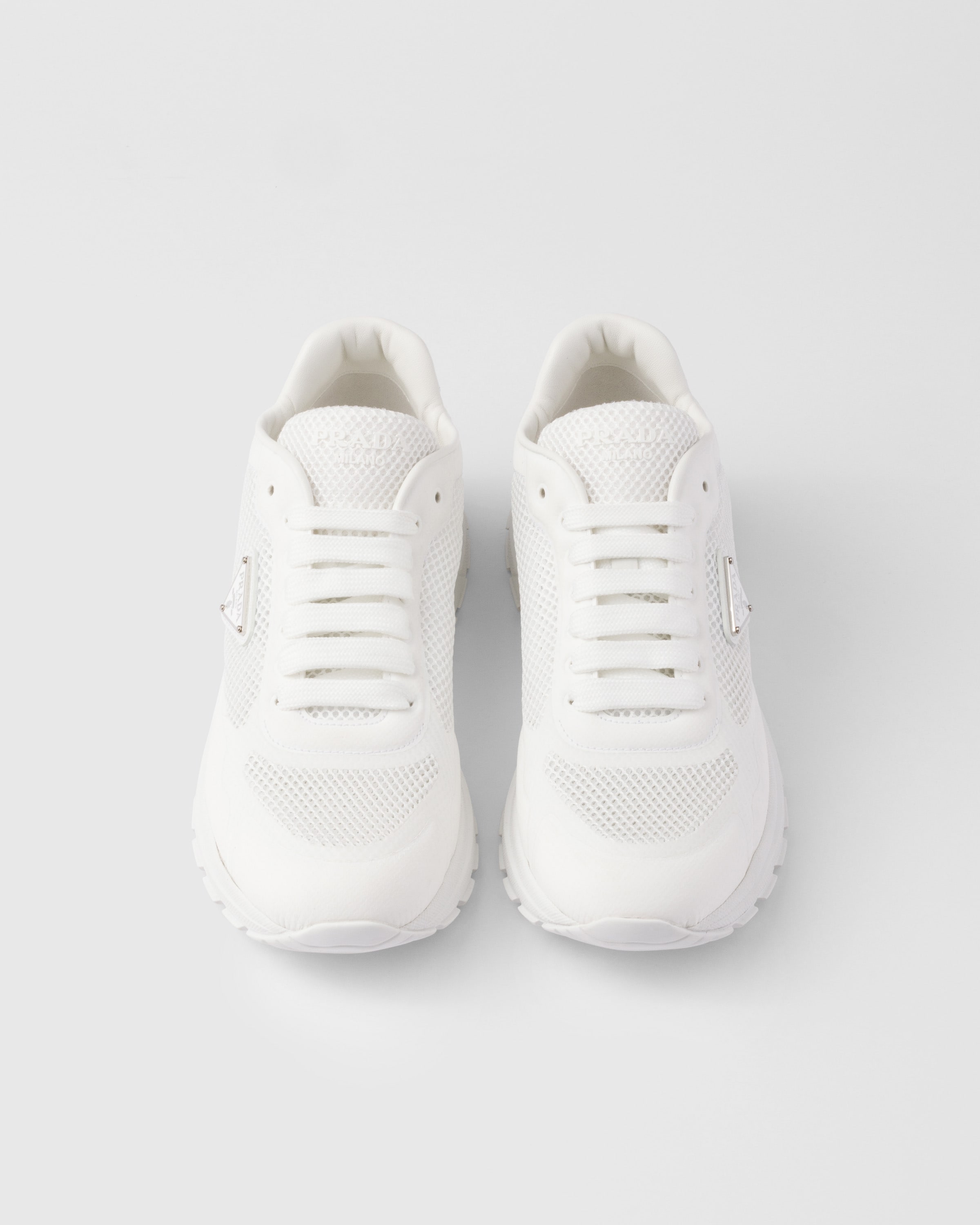 Prada Prax 2.0 Fabric And Mesh Sneakers In White