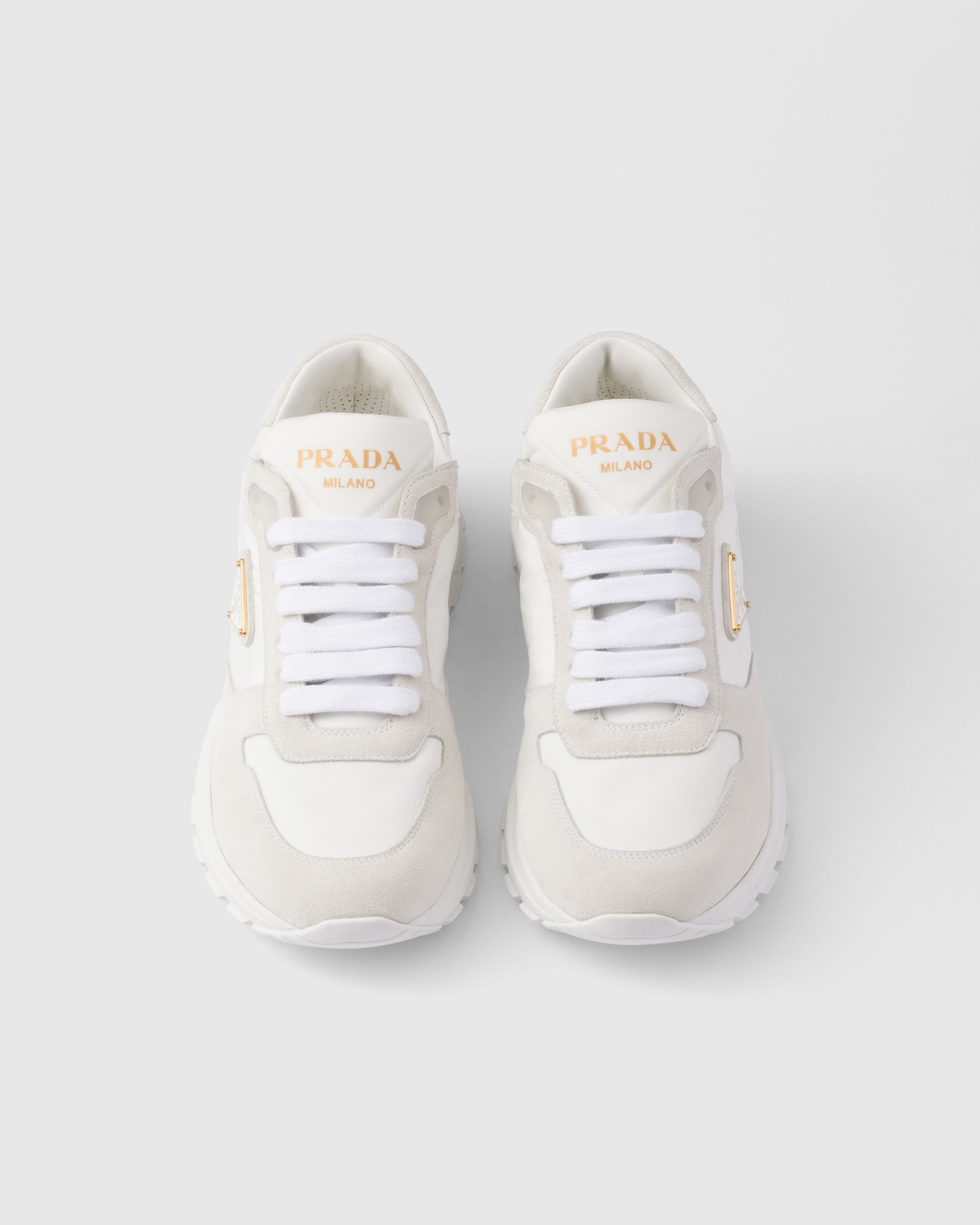 White Prax 2.0 Re-nylon And Suede Sneakers | PRADA