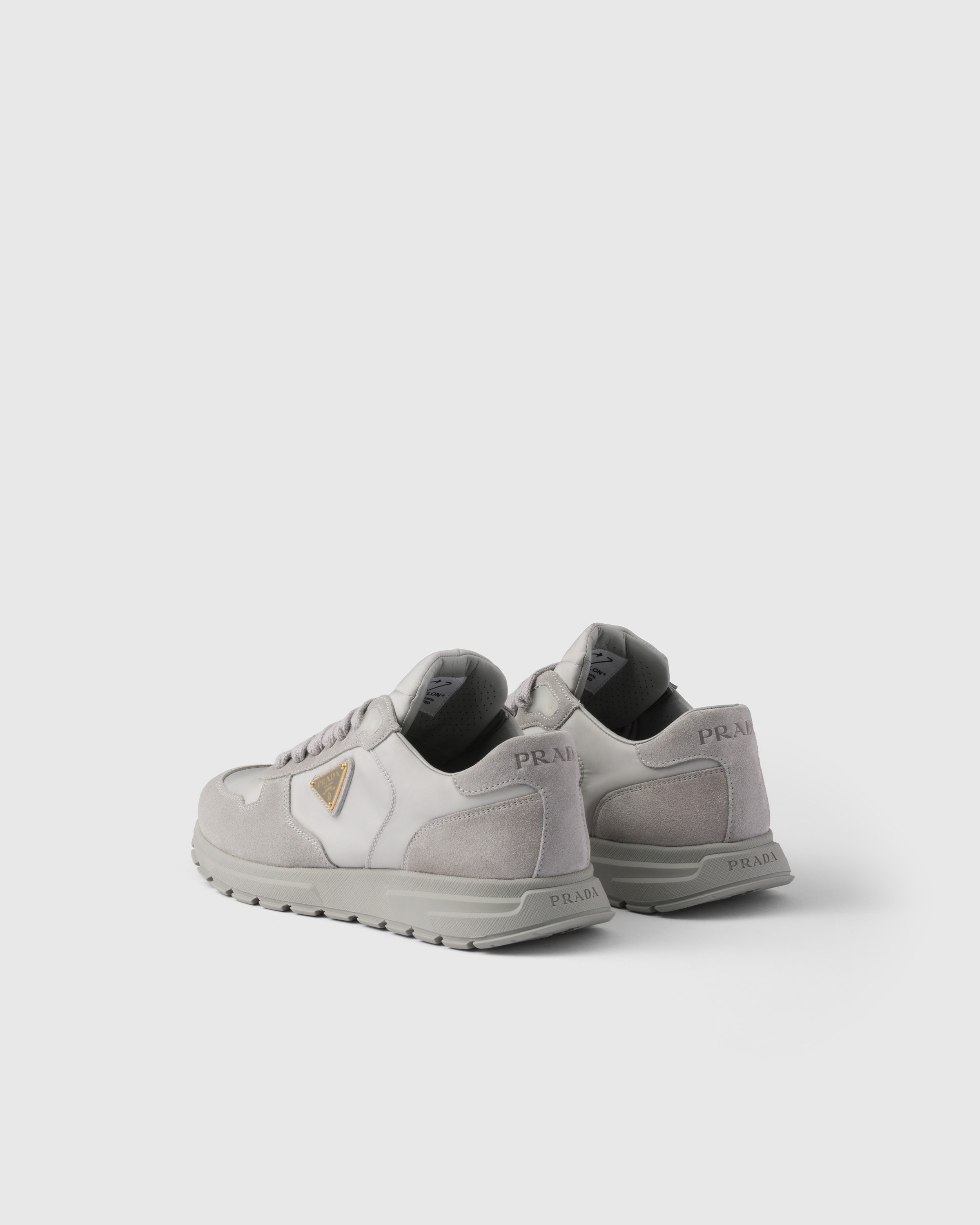 Shop Prada Prax 2.0 Sneaker Aus Re-nylon Und Wildleder In Cloudy Gray