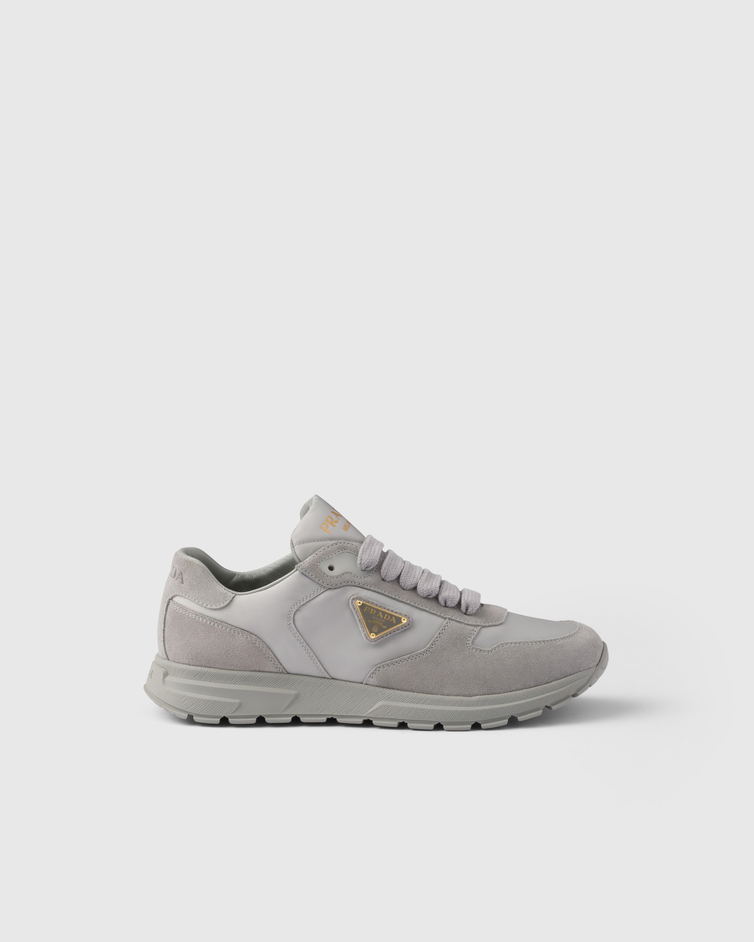 Shop Prada Prax 2.0 Sneaker Aus Re-nylon Und Wildleder In Cloudy Gray