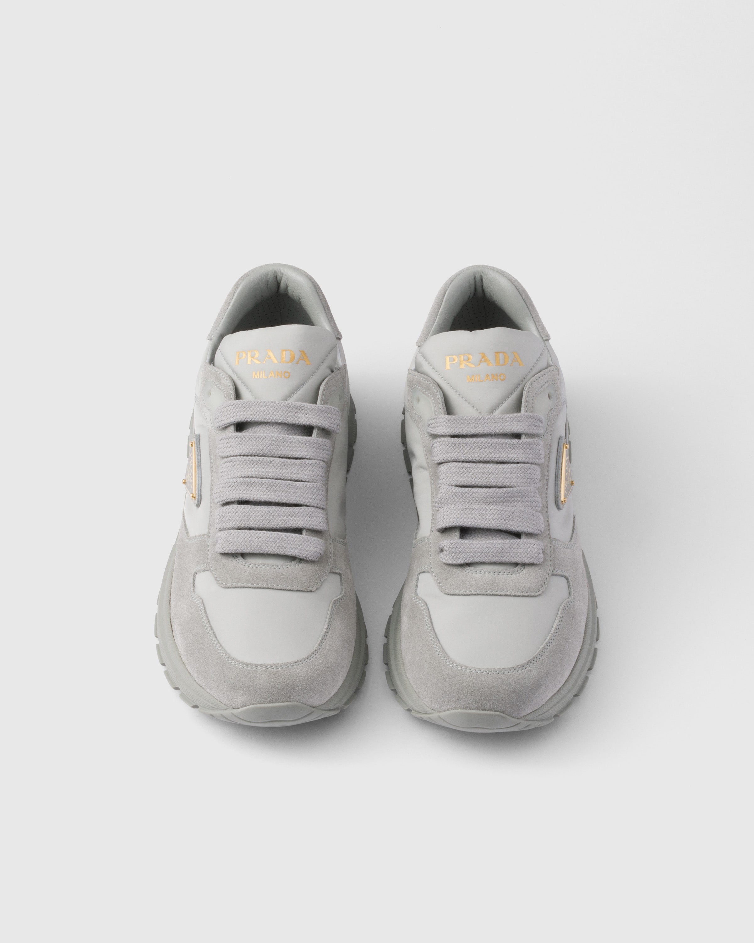 Shop Prada Prax 2.0 Sneaker Aus Re-nylon Und Wildleder In Cloudy Gray
