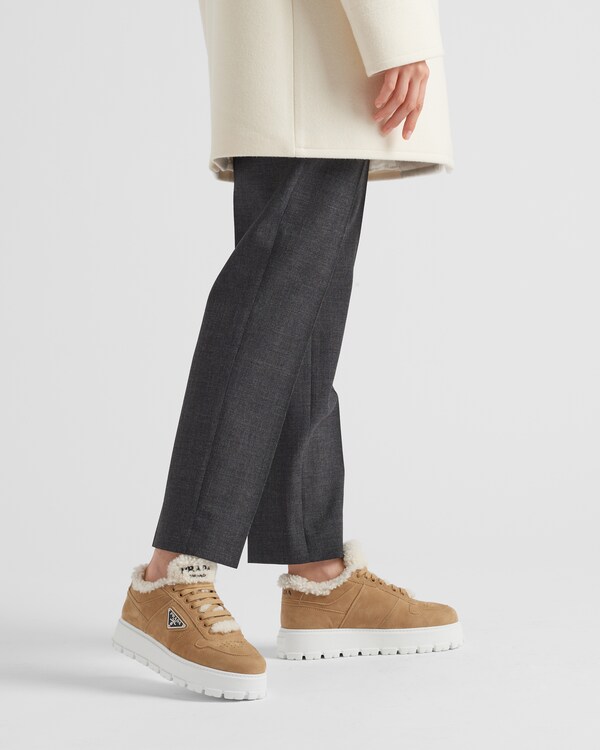 Ecru Suede Sneakers | PRADA