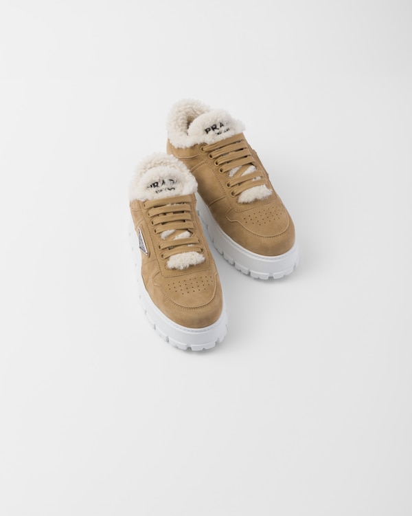 Ecru Suede Sneakers | PRADA