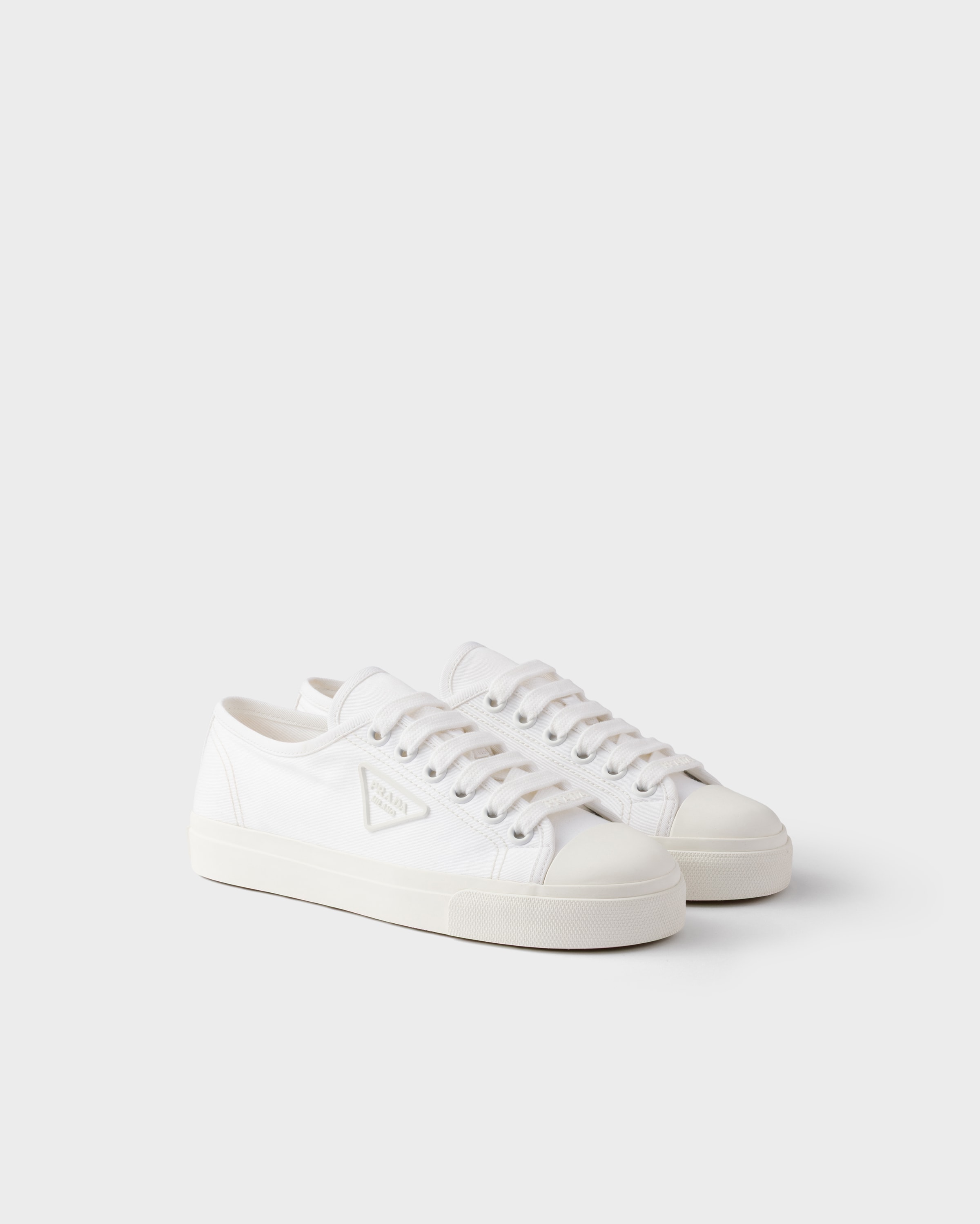Prada Naplak Leather Sneakers In Weiss