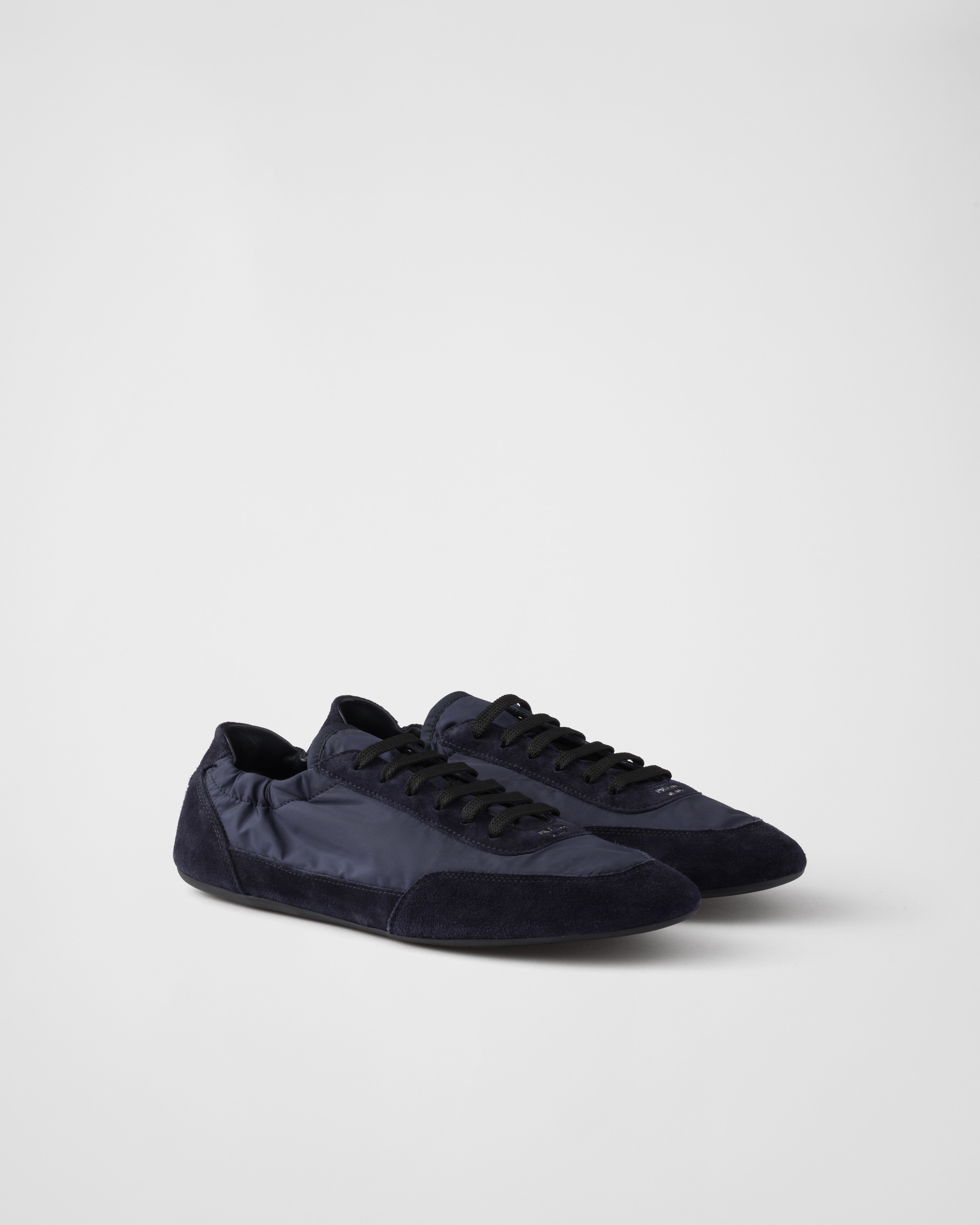Prada Collapse Re-nylon And Suede Sneakers In Navy