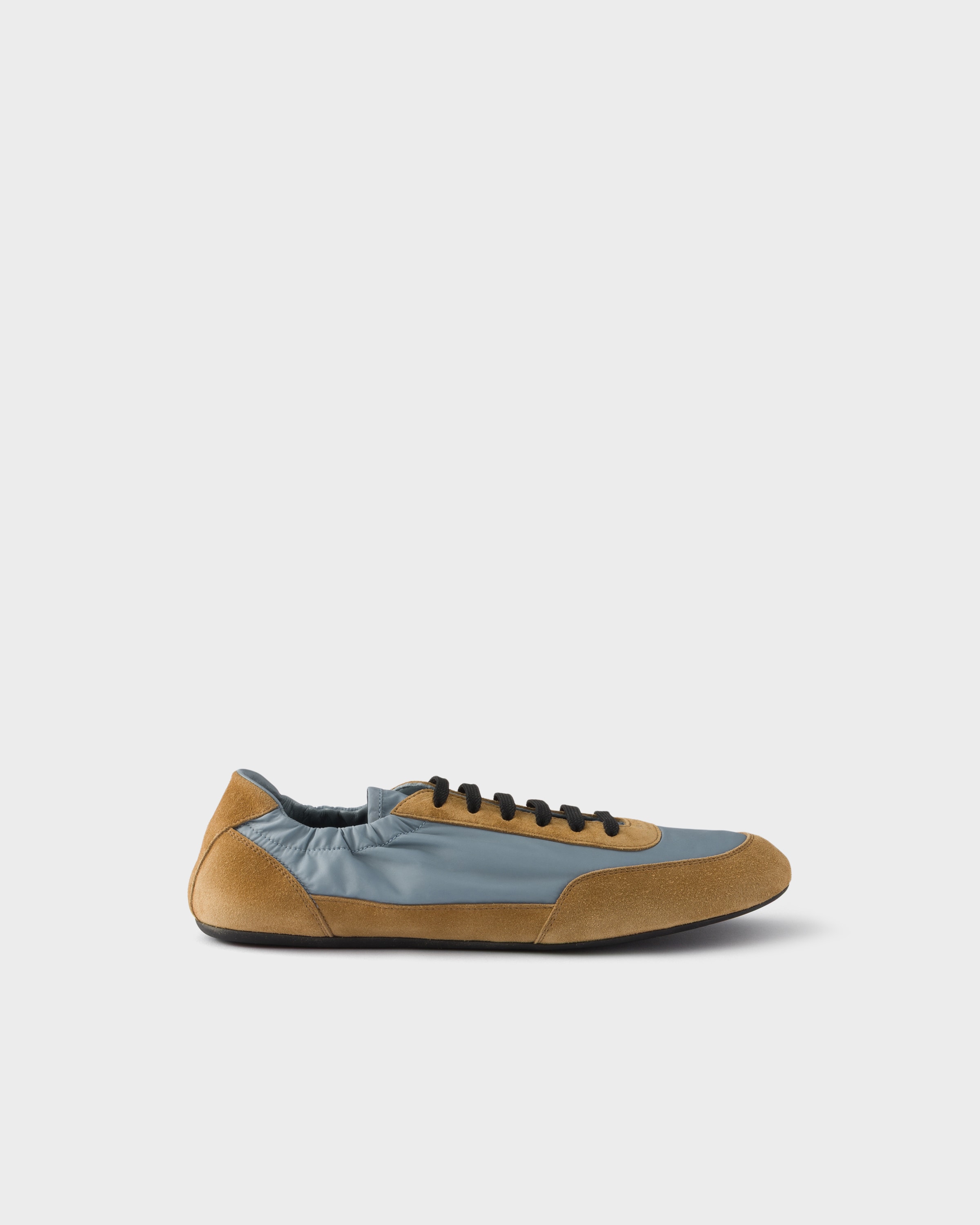 Astral Blue/Cinnamon Collapse Re-Nylon and suede sneakers | PRADA