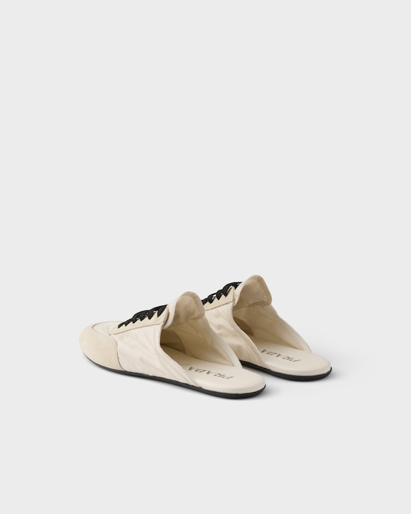 Collapse Re-Nylon and suede mules - Ivory Collapse Re-Nylon and suede mules - Ivory