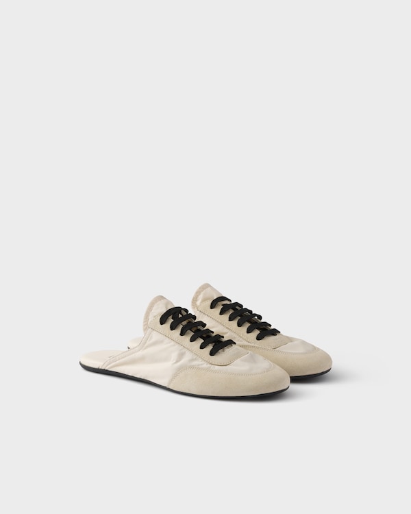 Collapse Re-Nylon and suede mules - Ivory Collapse Re-Nylon and suede mules - Ivory