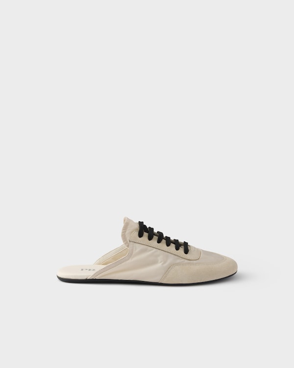 Collapse Re-Nylon and suede mules - Ivory Collapse Re-Nylon and suede mules - Ivory