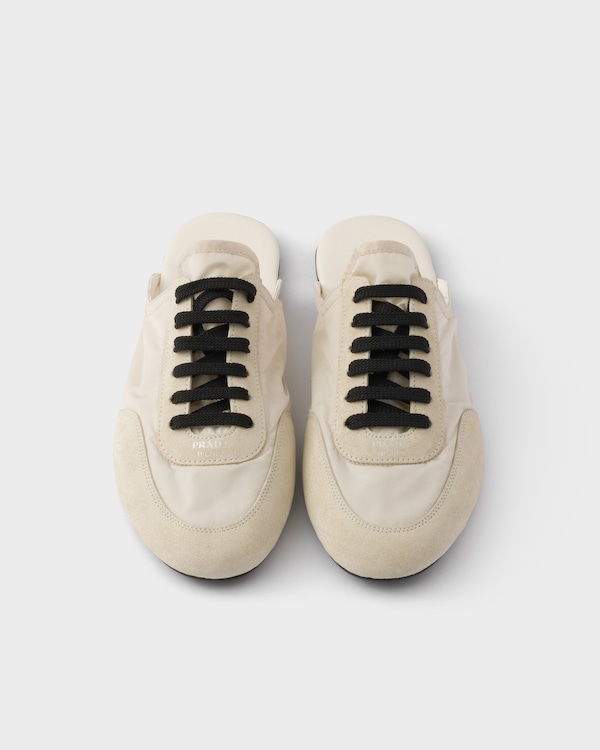 Collapse Re-Nylon and suede mules - Ivory Collapse Re-Nylon and suede mules - Ivory