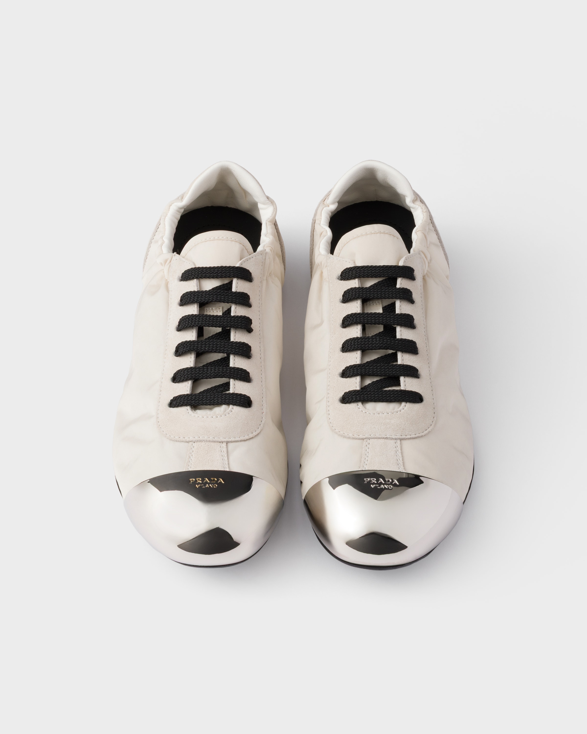 Prada Collapse Re-nylon And Suede Sneakers With Metal Toecap