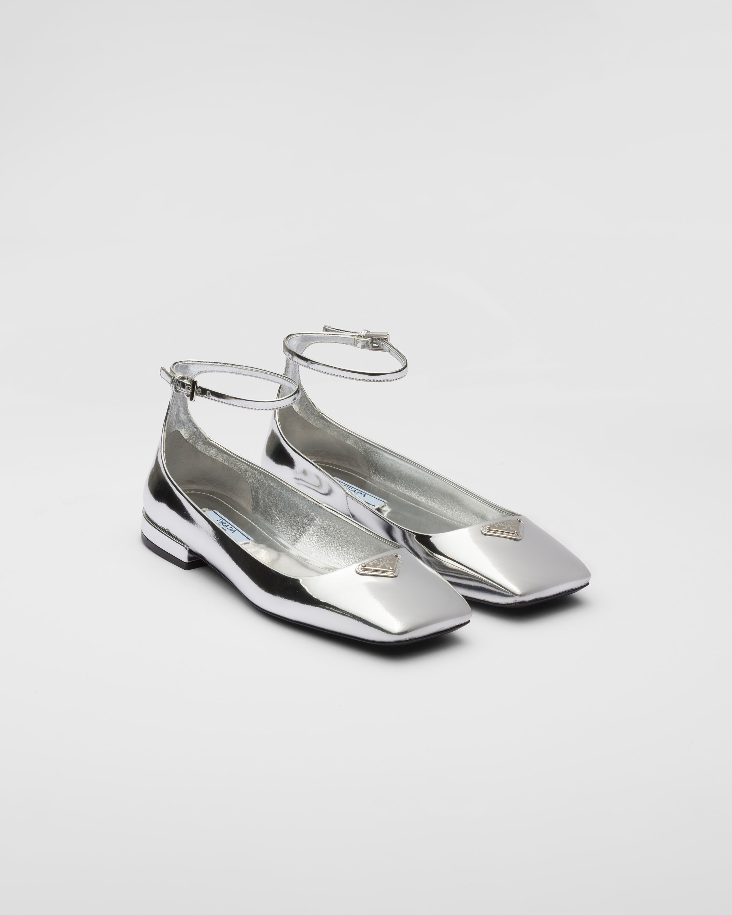 Prada silver flats on sale