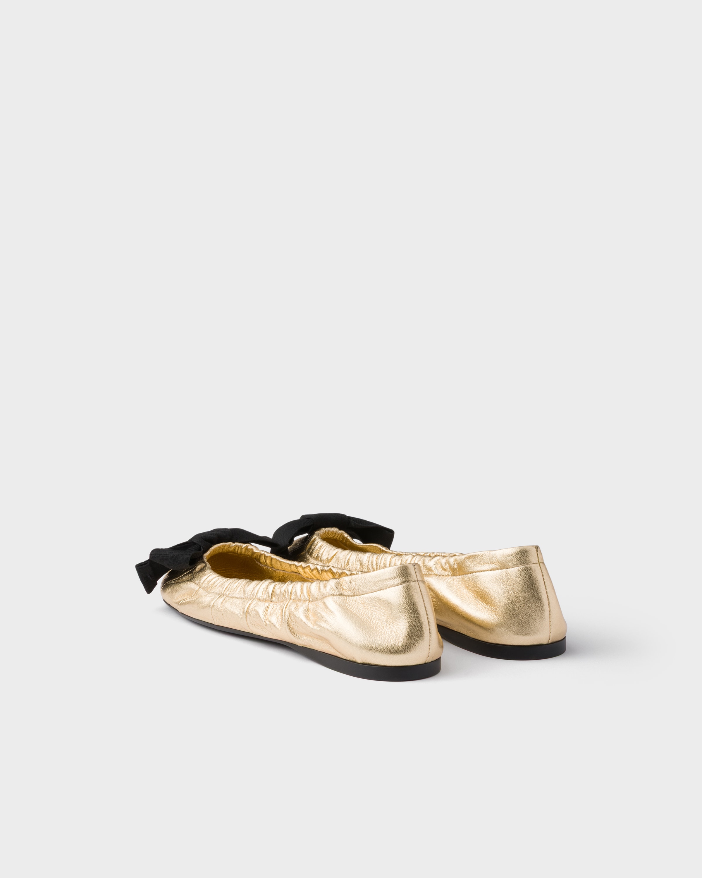 Platinum Mordoré nappa leather ballerinas with bow | PRADA