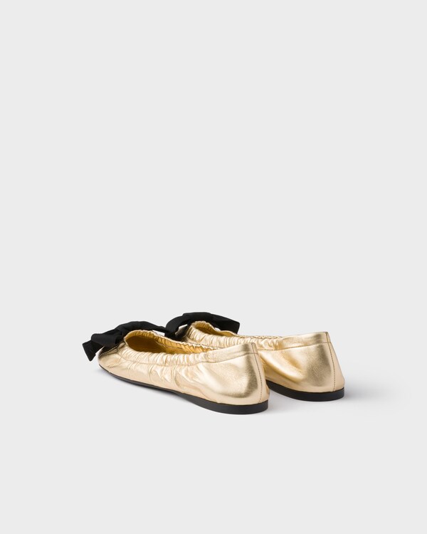 Mordoré nappa leather ballerinas with bow - Platinum Mordoré nappa leather ballerinas with bow - Platinum