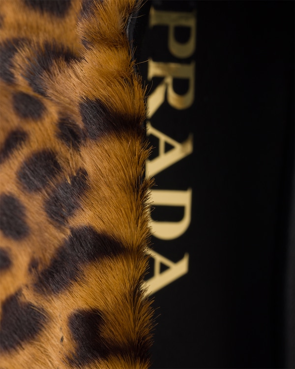 Printed leather ballerinas with bow - Honey Printed leather ballerinas with bow - Honey