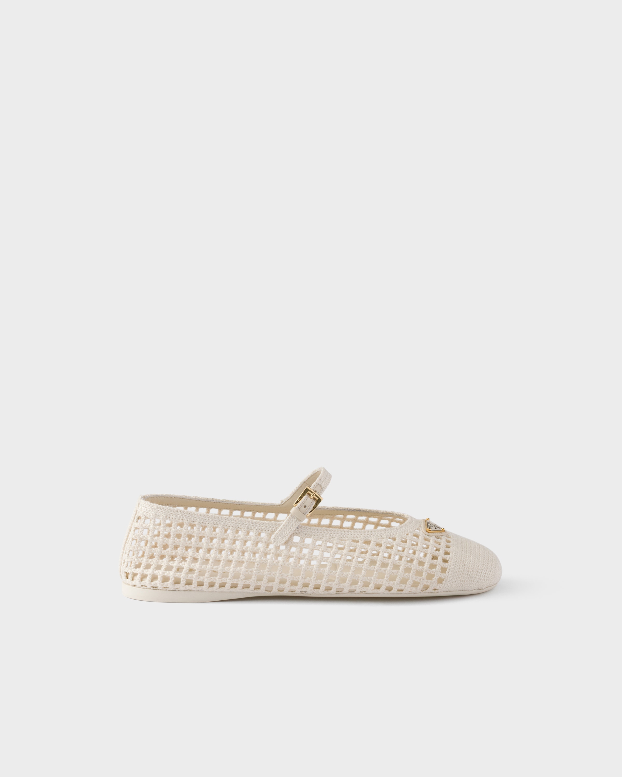Prada Crochet Ballerinas, Woman, Ivory, Size 40