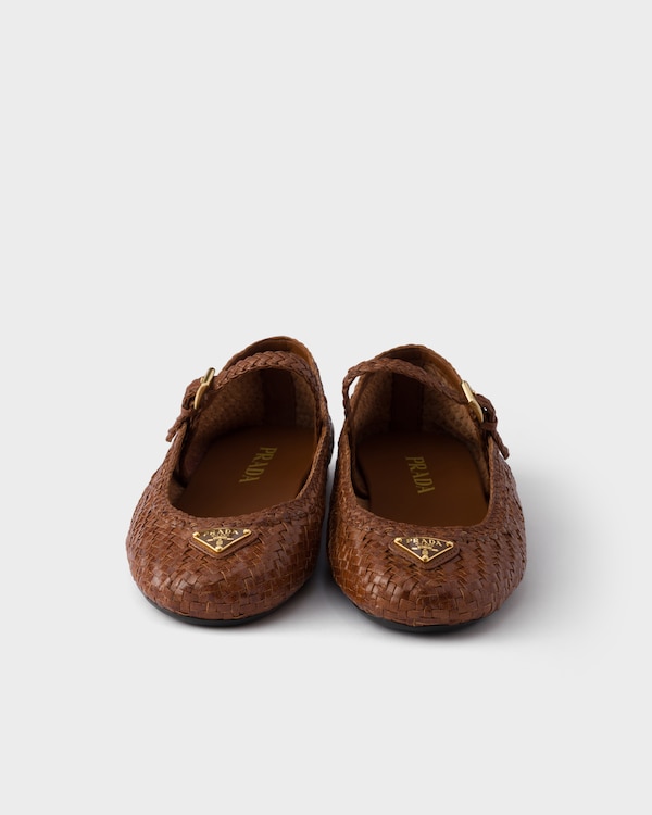 Woven leather ballerinas - Cognac Woven leather ballerinas - Cognac