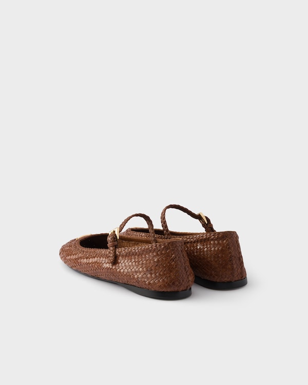 Woven leather ballerinas - Cognac Woven leather ballerinas - Cognac
