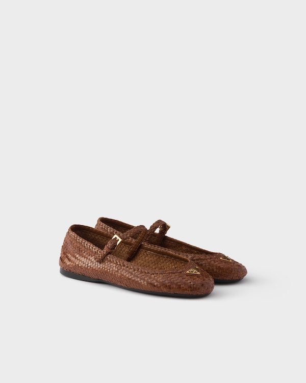 Woven leather ballerinas - Cognac Woven leather ballerinas - Cognac