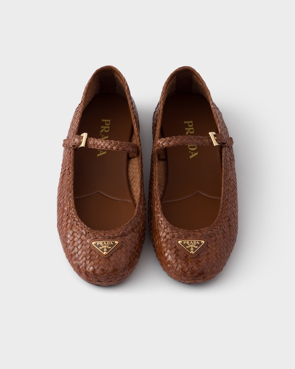 Woven leather ballerinas - Cognac Woven leather ballerinas - Cognac