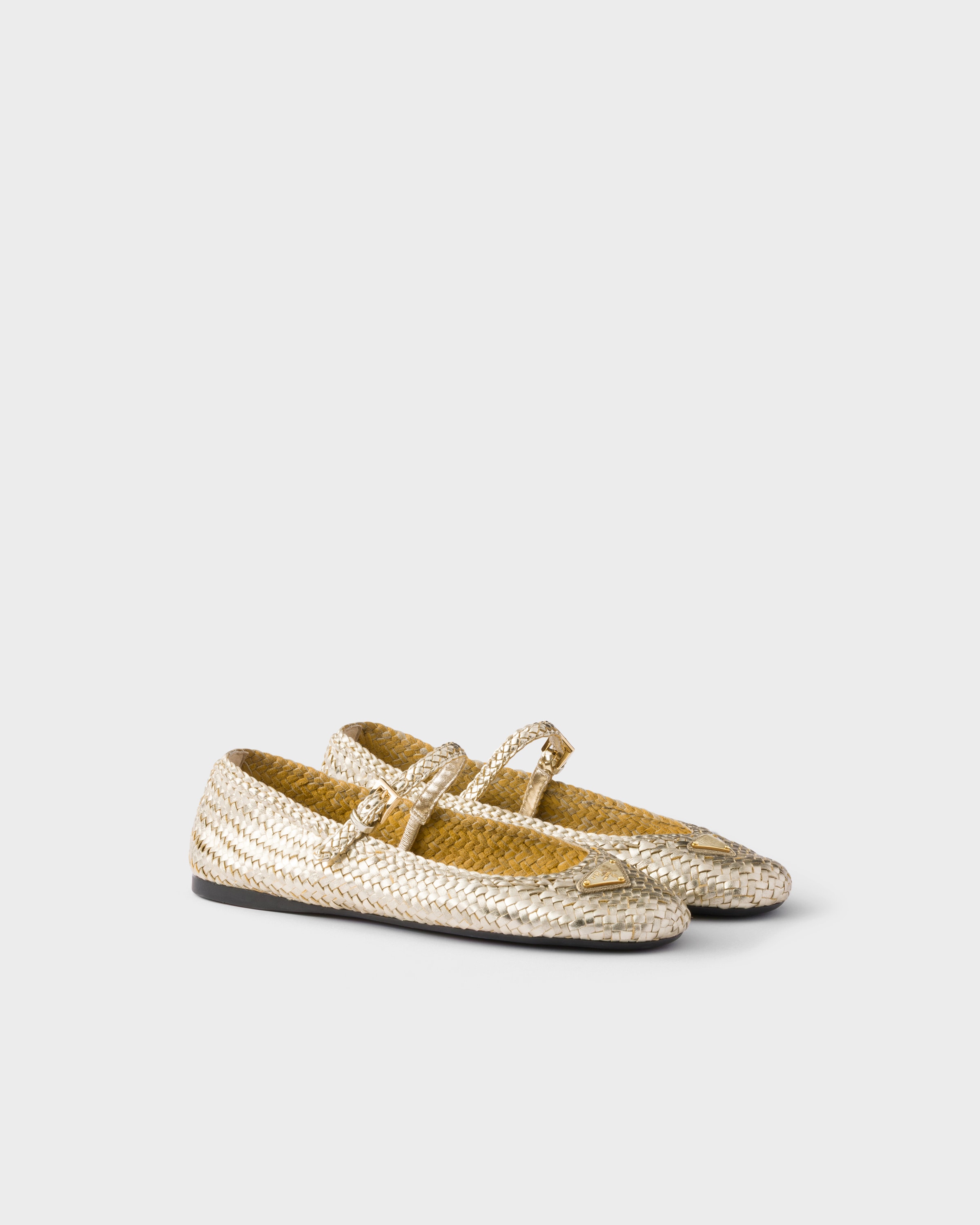 Woven leather ballerinas