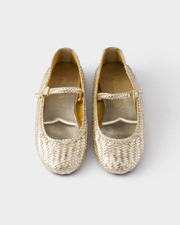 Woven leather ballerinas - Pyrite Woven leather ballerinas - Pyrite