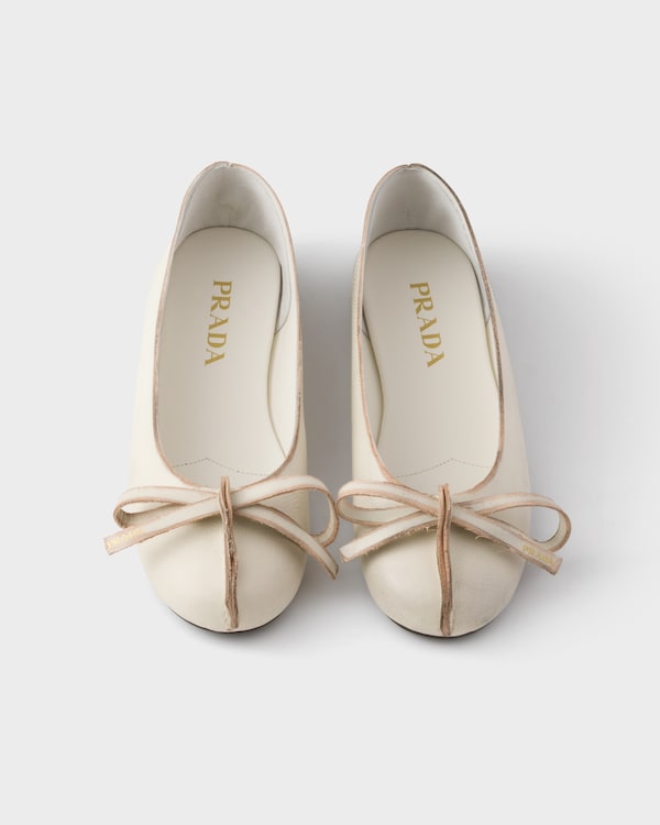 Bailarinas de piel con acabado envejecido - Blanco Calizo Bailarinas de piel con acabado envejecido - Blanco Calizo