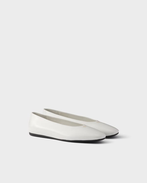 Brushed leather ballerinas - White Brushed leather ballerinas - White