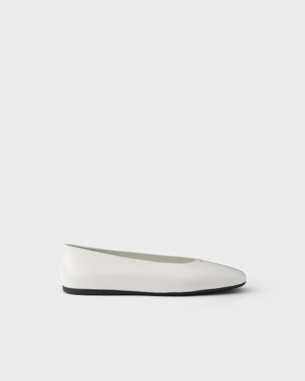 Brushed leather ballerinas - White Brushed leather ballerinas - White