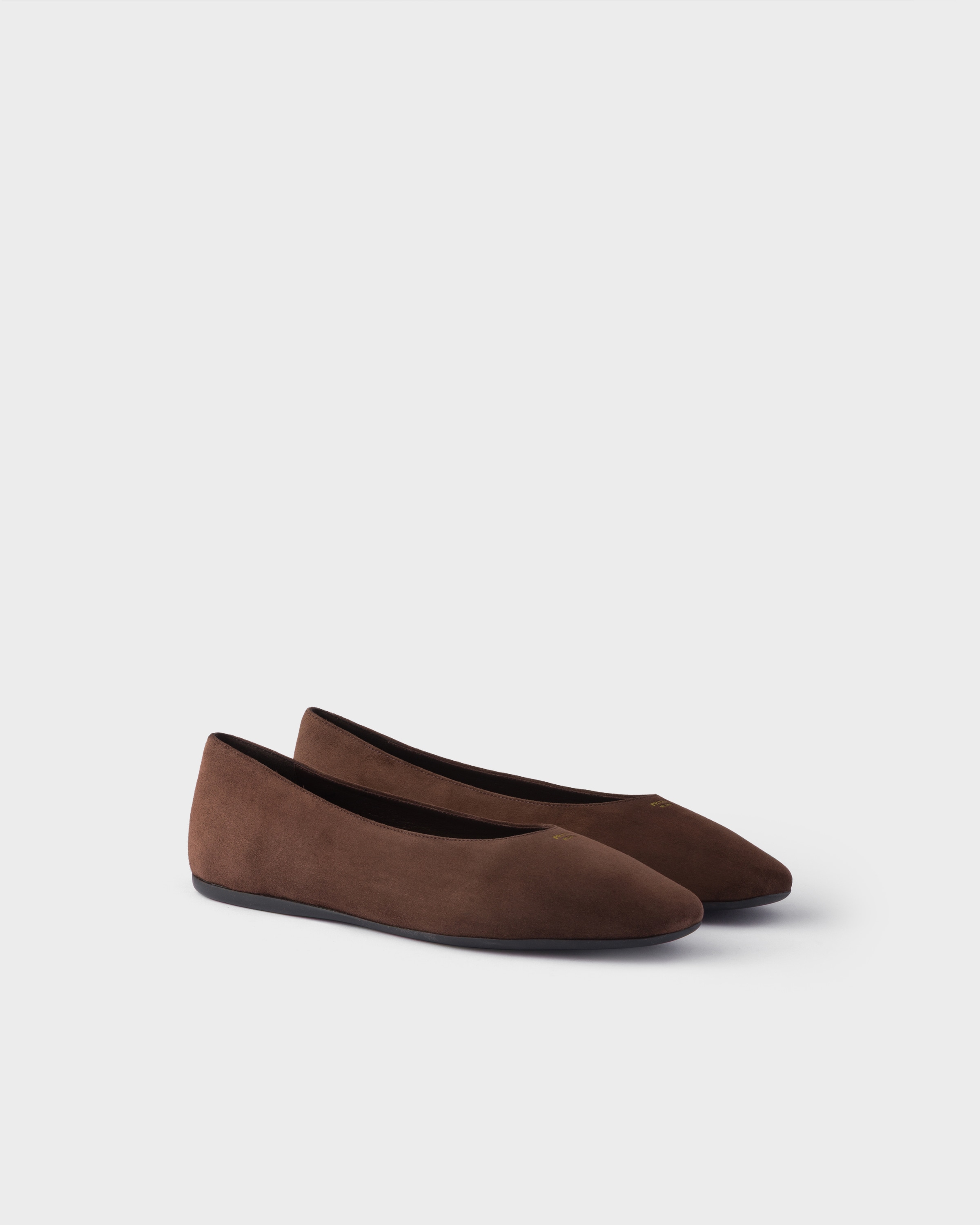 Dark Brown Suede Ballerinas | PRADA - United States
