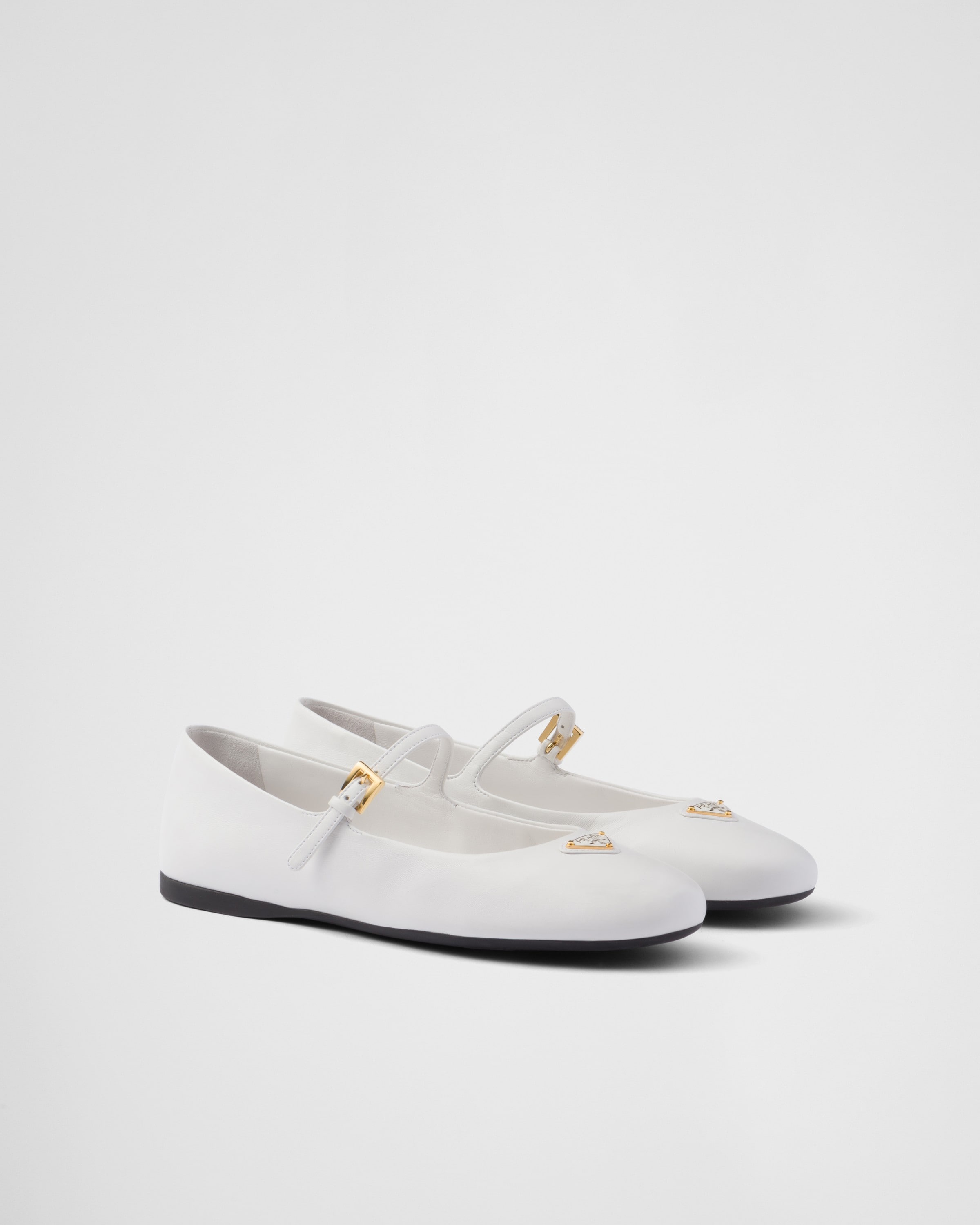 Shop Prada Nappa Leather Ballerinas In White