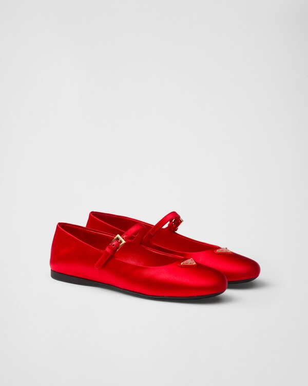 Fiery Red Satin Ballerinas | PRADA