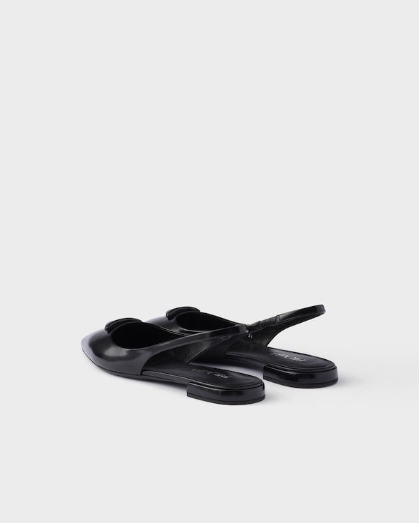 Brushed leather ballerina slingbacks - Black Brushed leather ballerina slingbacks - Black