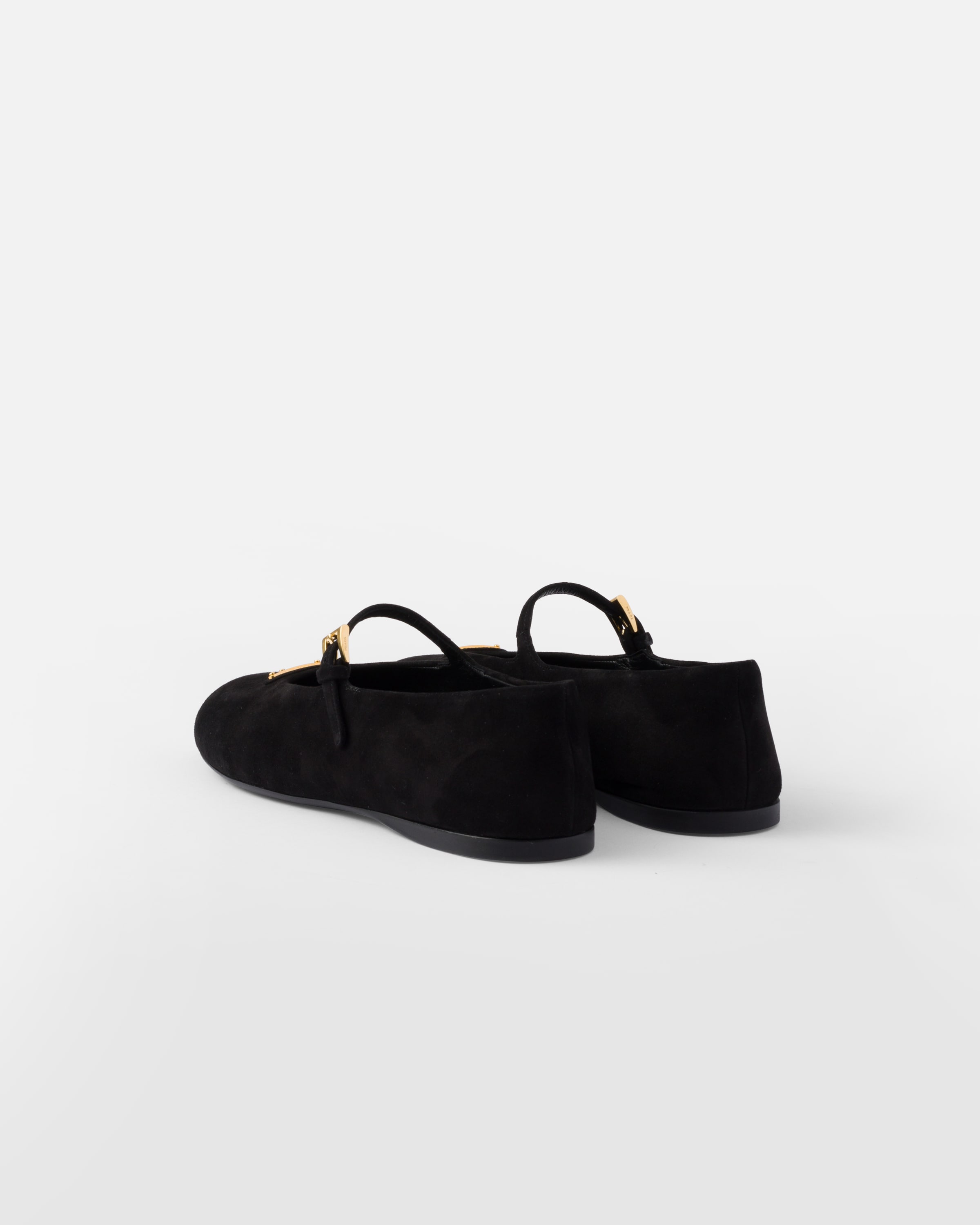 Shop Prada Suede Ballerinas In Schwarz