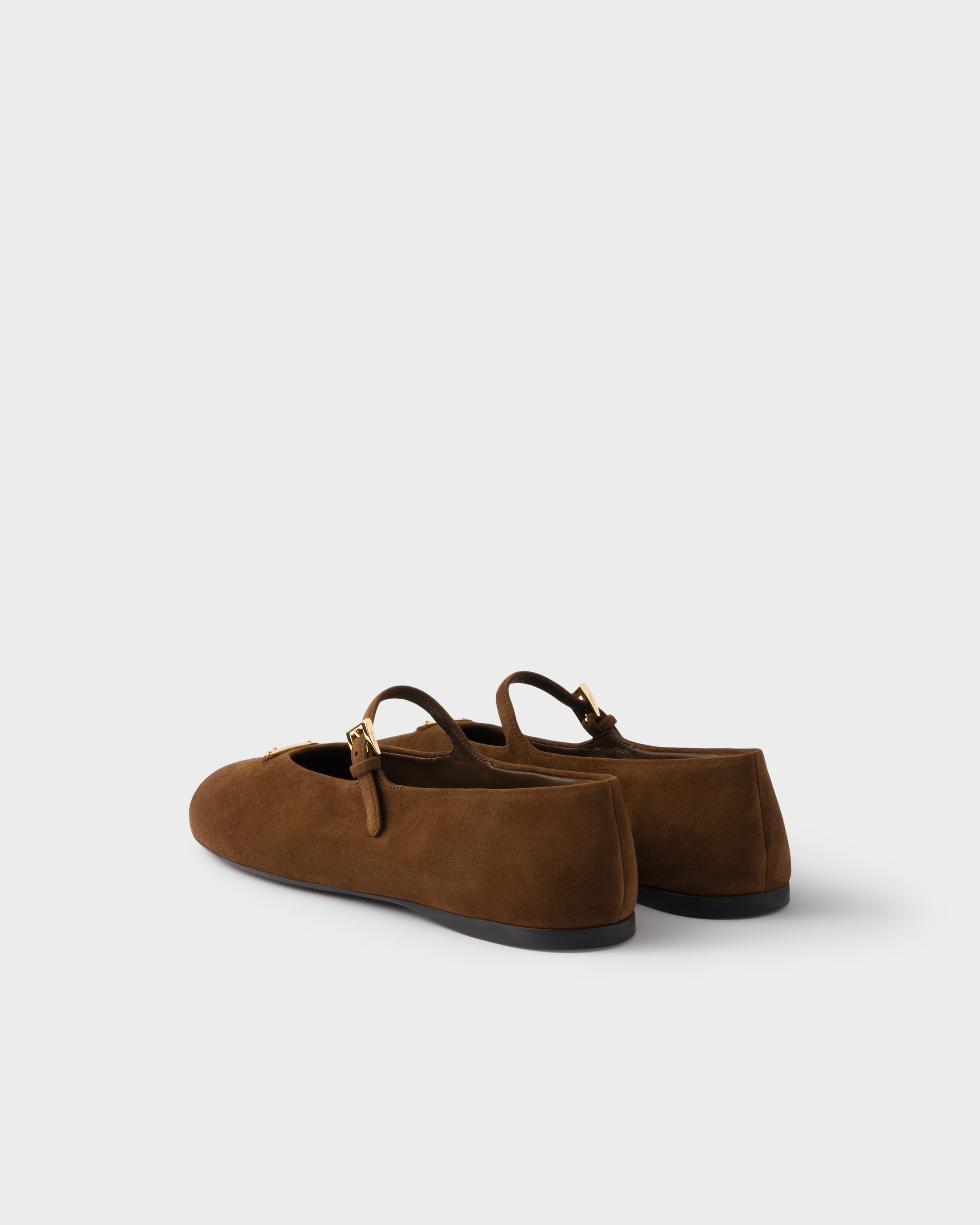 Prada Embellished Mary Jane Ballet Flats In Brown