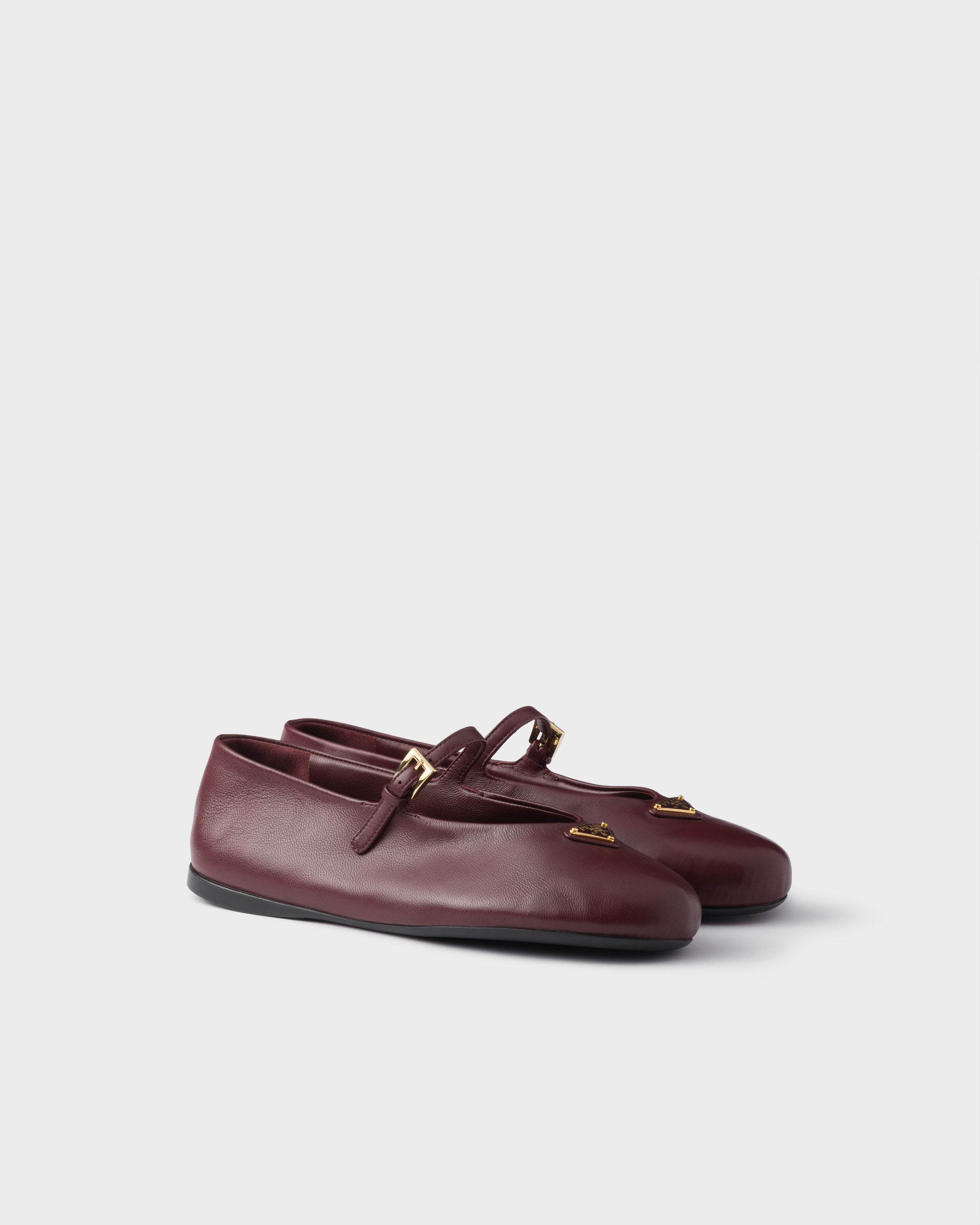 Shop Prada Nappa Leather Ballerinas