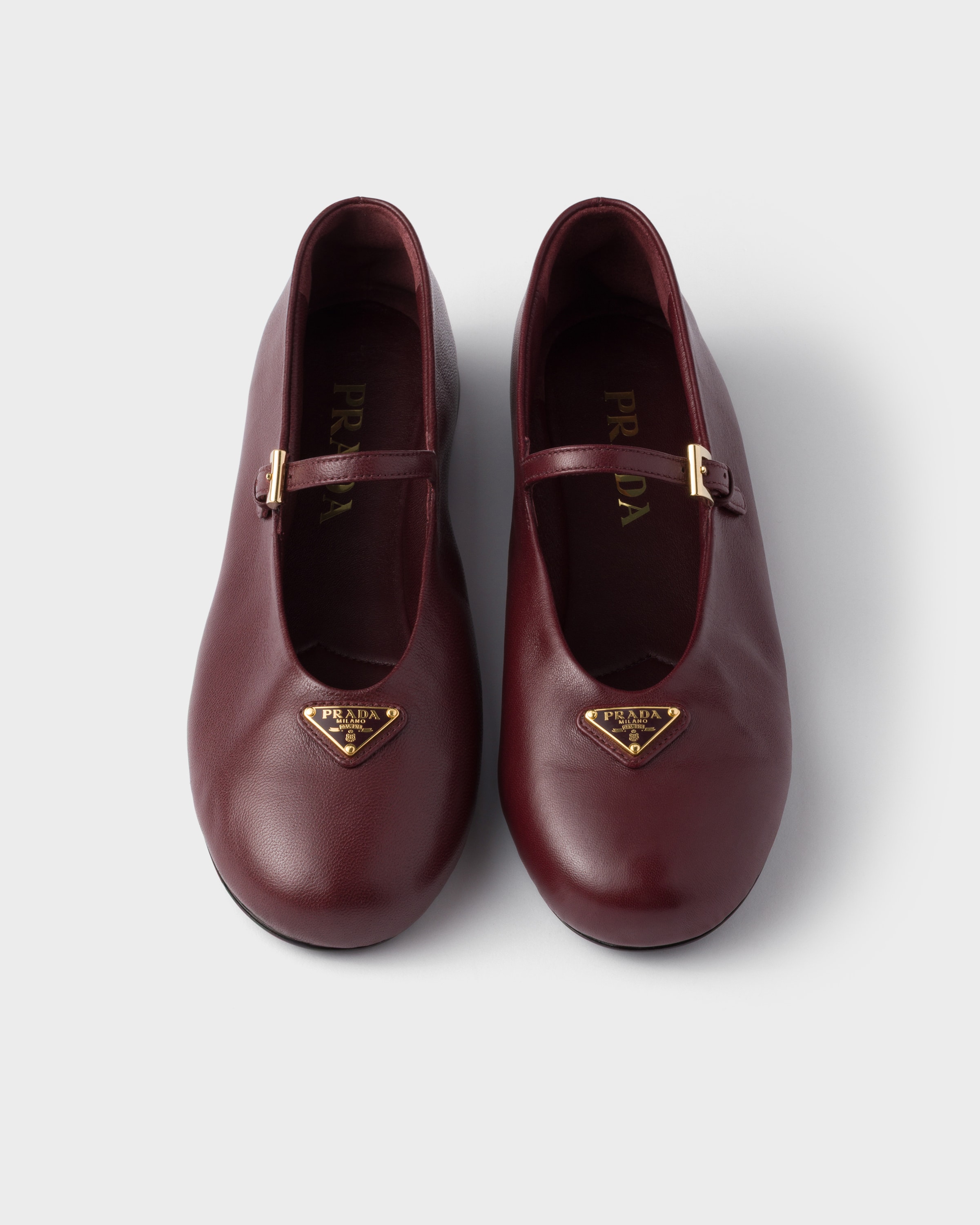 Shop Prada Nappa Leather Ballerinas