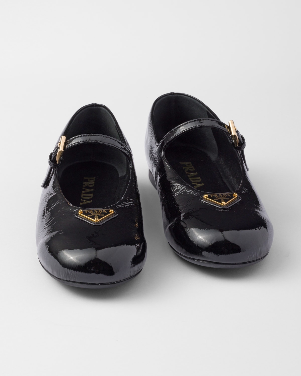PRADA 25S BALLERINAS IN BLACK CALFSKIN GLOSSY