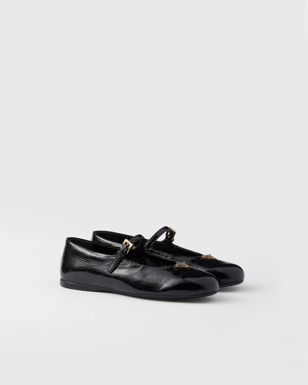 Black Naplak patent leather loafers | PRADA