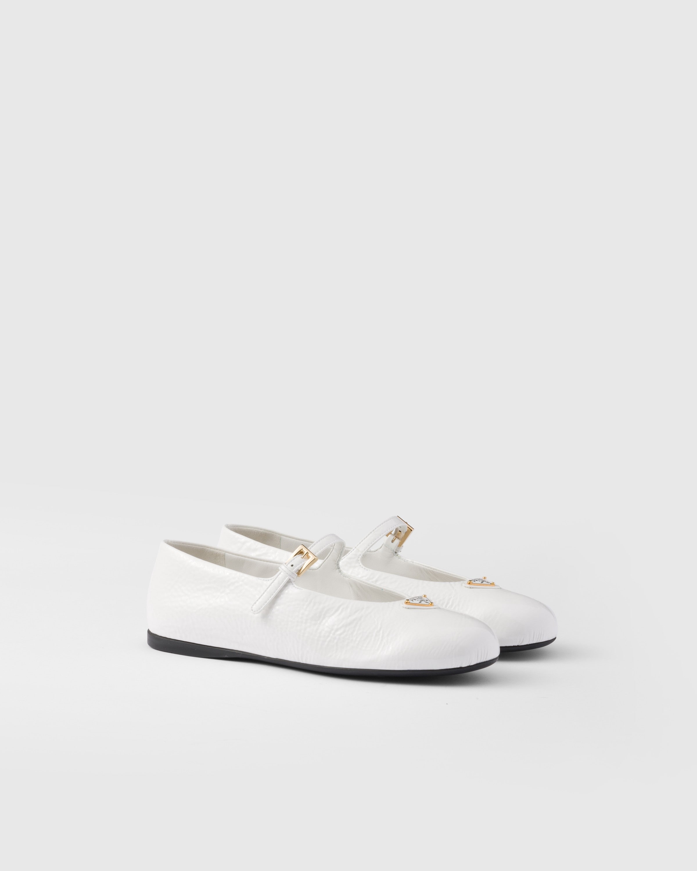 White Naplak Patent Leather Ballerinas PRADA