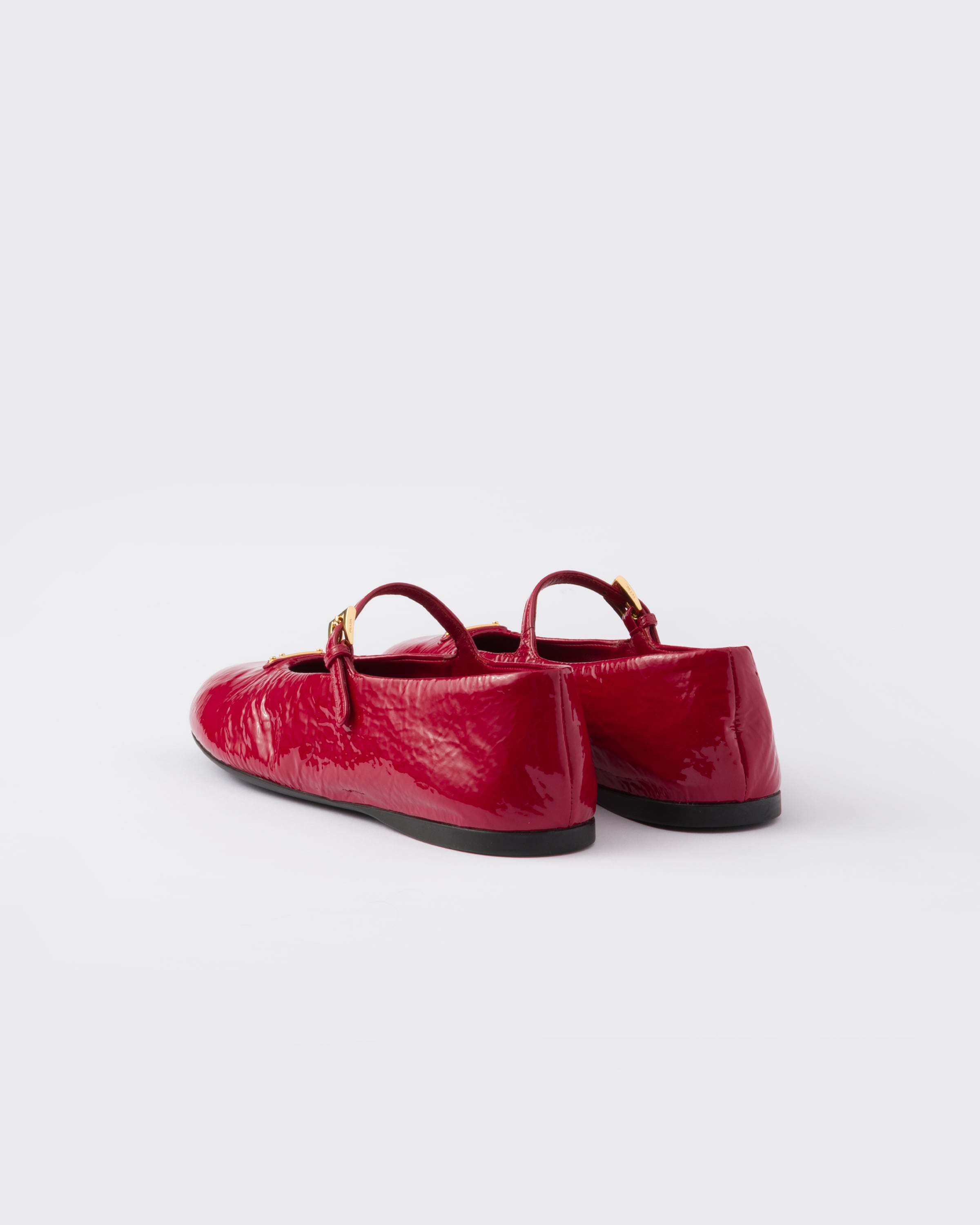 Prada Naplak Patent Leather Ballerinas In Cherry Red