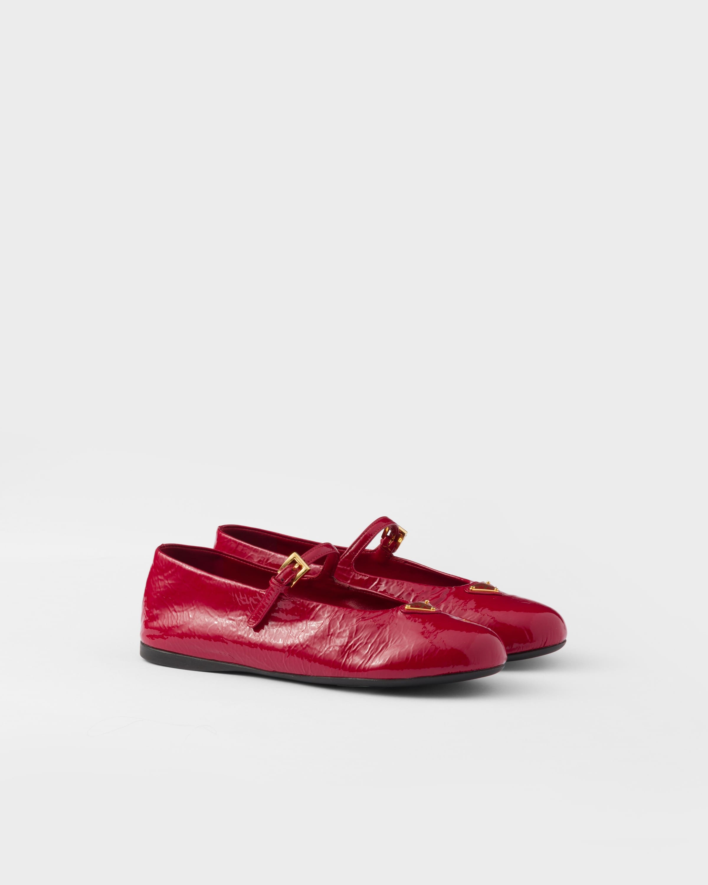 Prada Naplak Patent Leather Ballerinas In Cherry Red