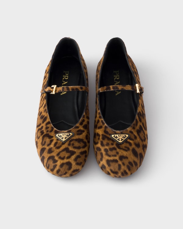 Printed leather ballerinas - Honey Printed leather ballerinas - Honey