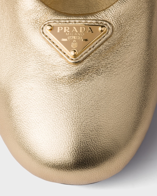 Ballerines en cuir nappa mordoré - Platine Ballerines en cuir nappa mordoré - Platine