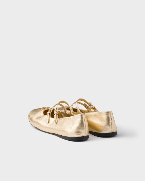 Ballerines en cuir nappa mordoré - Platine Ballerines en cuir nappa mordoré - Platine