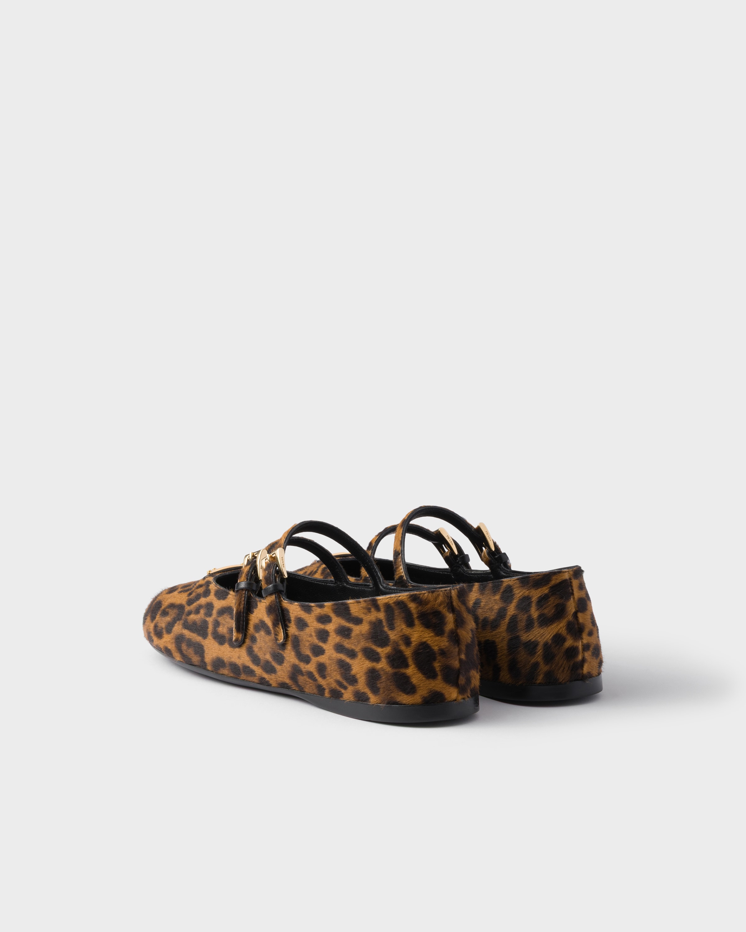 Prada Leopard Print Double Strap Ballet Flats